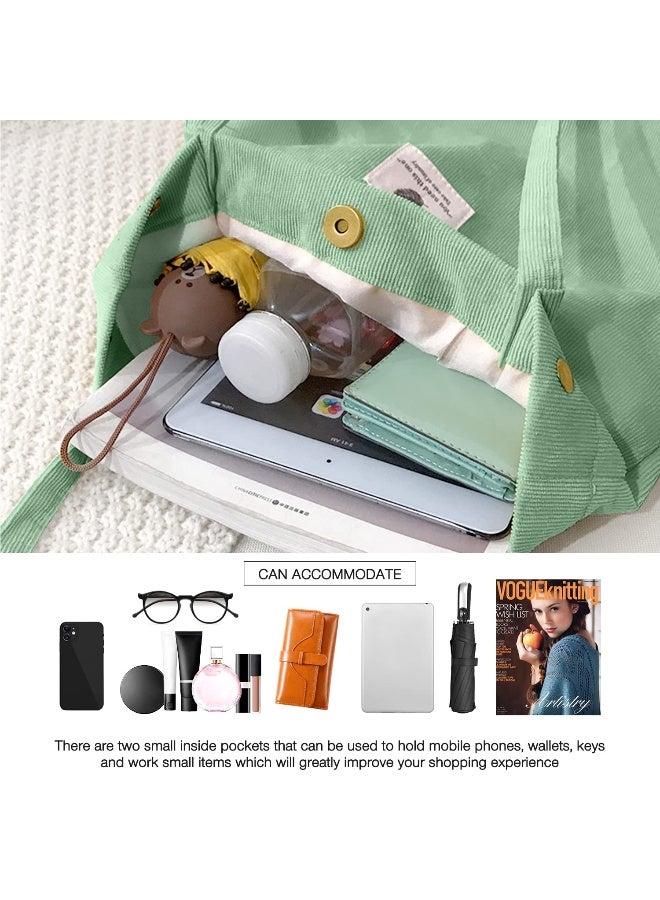 Cohpoh Women Tote Bags Grocery Shoulder Bag Corduroy with Inner Pocket for Work Beach Lunch Travel Shopping Shopper Handbags - Image 4